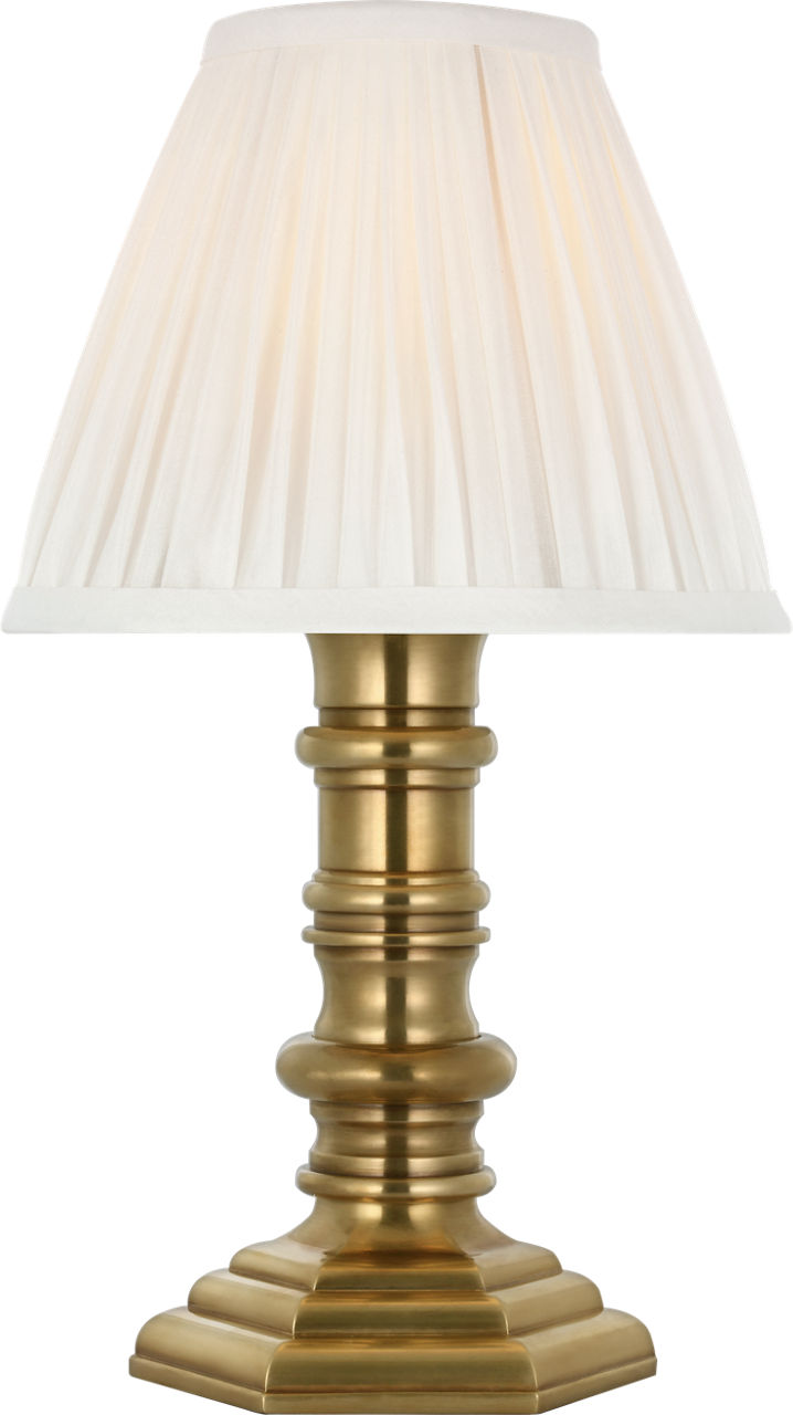 Thatcher 12" Cordless Accent Lamp | Natural Brass | Silk Pleated Shade