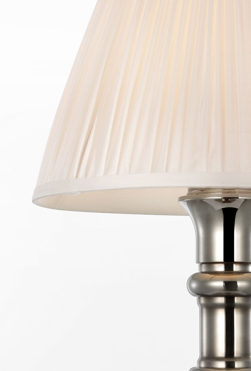 Thatcher 21" Cordless Table Lamp | Butler's Silver | Silk Pleated Shade