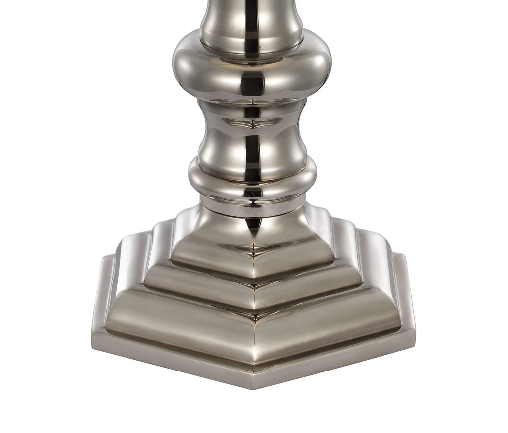 Thatcher 21" Cordless Table Lamp | Butler's Silver | Silk Pleated Shade