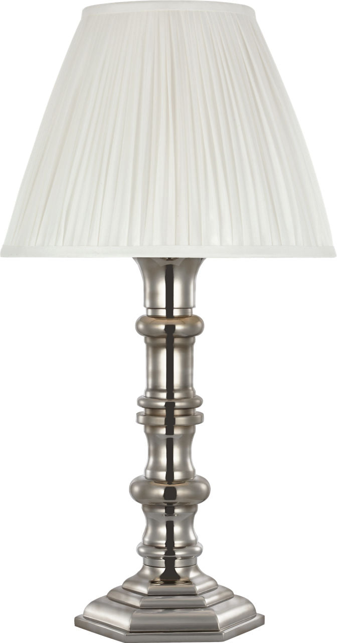 Thatcher 21" Cordless Table Lamp | Butler's Silver | Silk Pleated Shade
