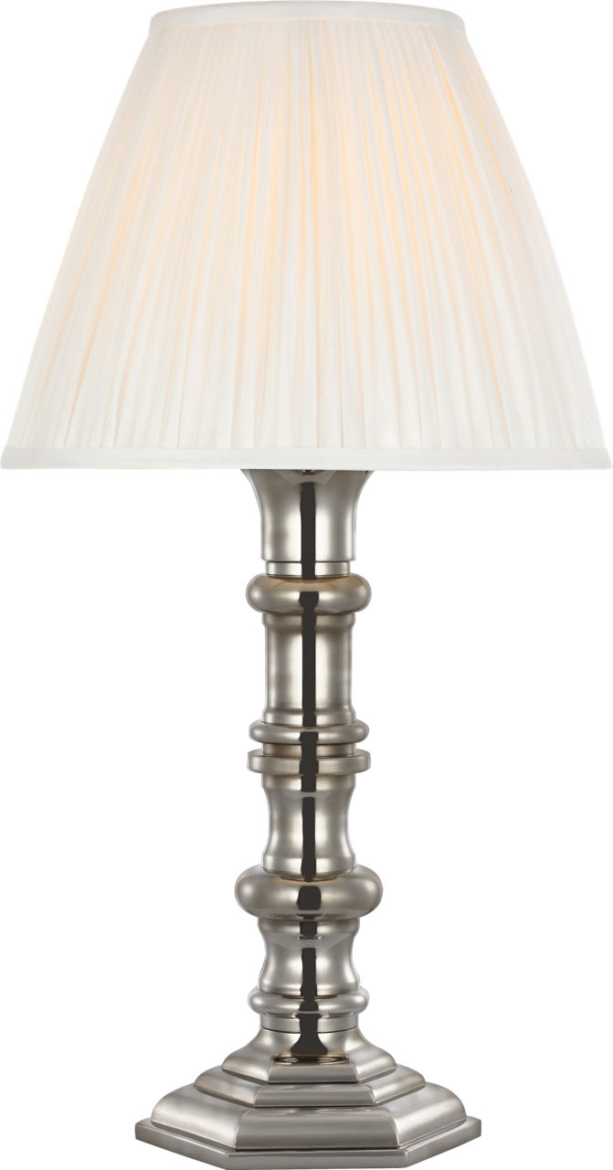 Thatcher 21" Cordless Table Lamp | Butler's Silver | Silk Pleated Shade