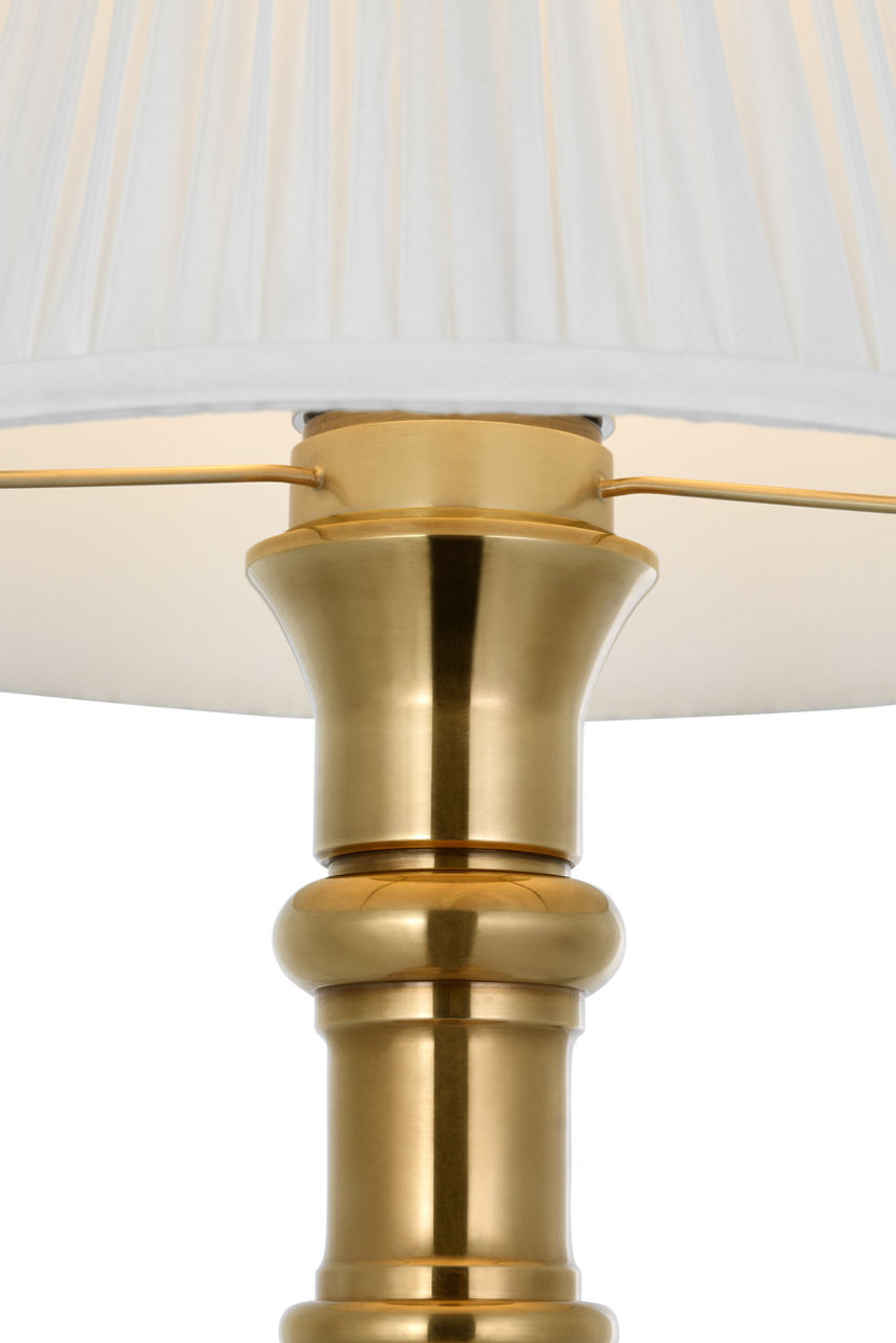 Thatcher 21" Cordless Table Lamp | Natural Brass | Silk Pleated Shade