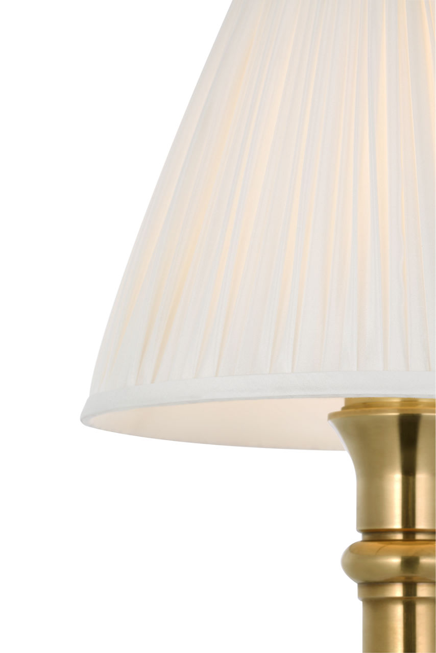 Thatcher 21" Cordless Table Lamp | Natural Brass | Silk Pleated Shade