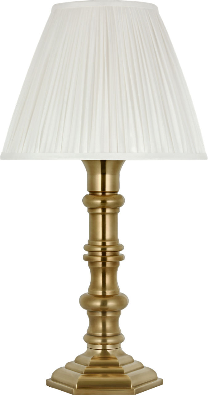 Thatcher 21" Cordless Table Lamp | Natural Brass | Silk Pleated Shade