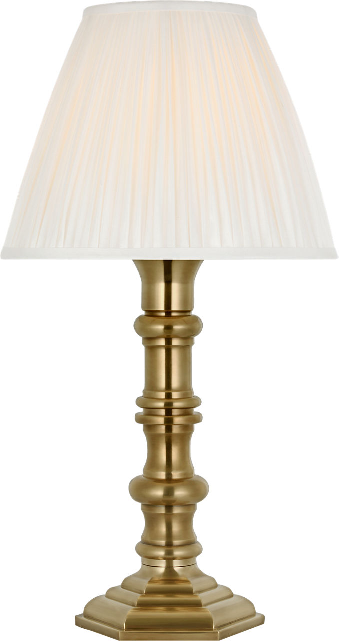 Thatcher 21" Cordless Table Lamp | Natural Brass | Silk Pleated Shade