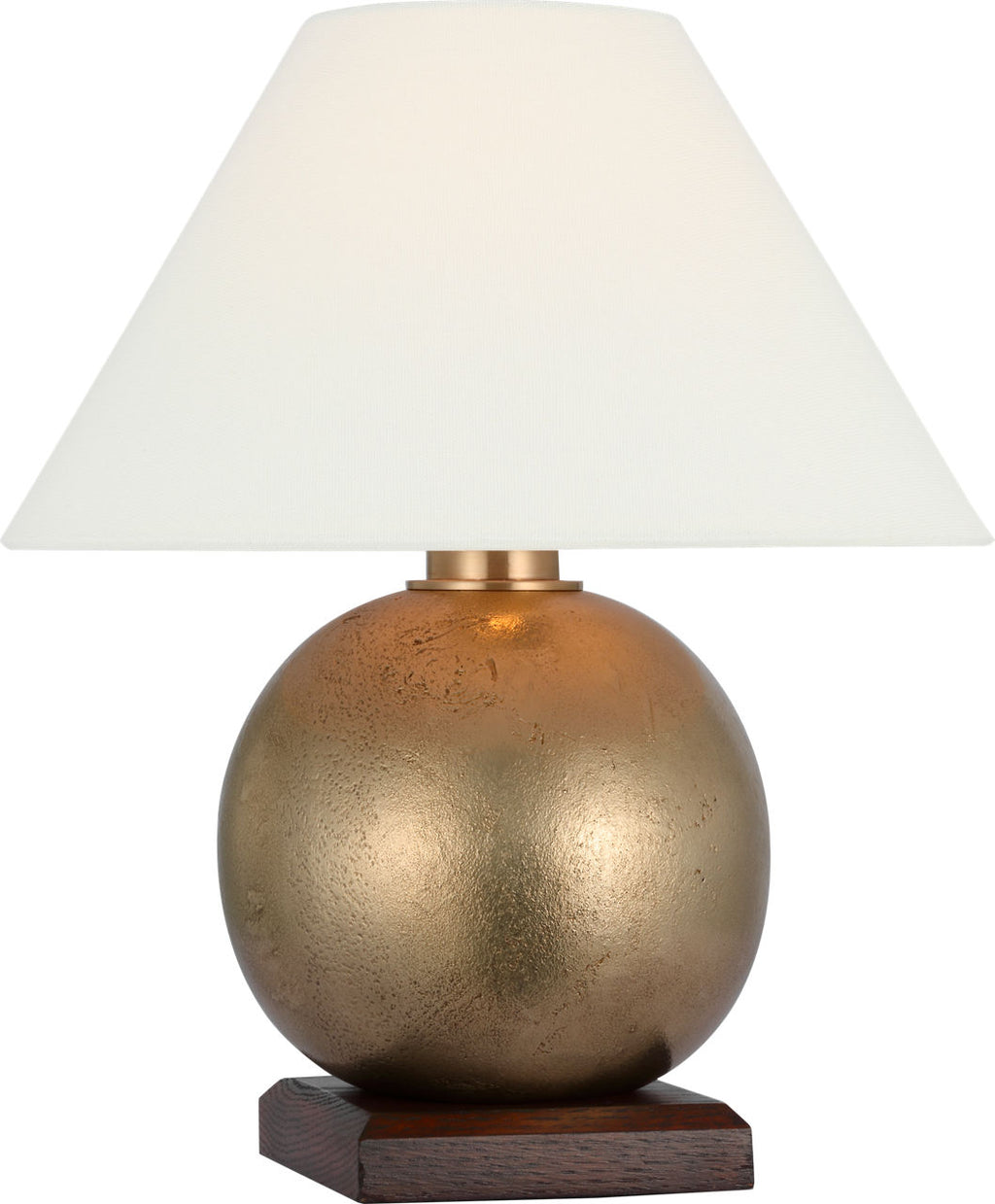 Hardwick 12" Accent Lamp | Museum Brass and Natural Rift Oak | Linen Shade