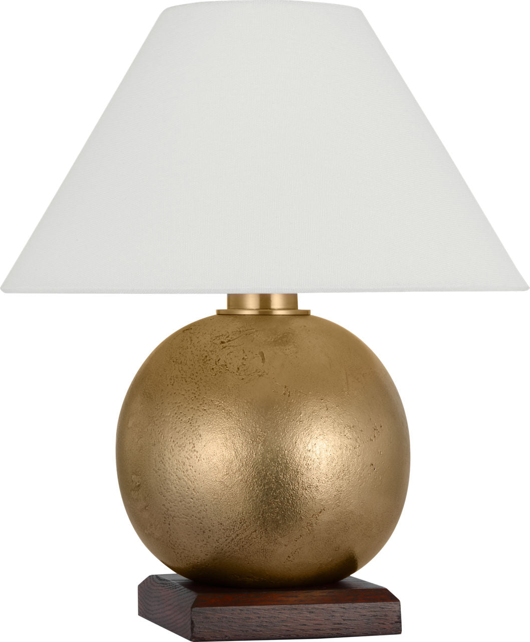 Hardwick 12" Accent Lamp | Museum Brass and Natural Rift Oak | Linen Shade