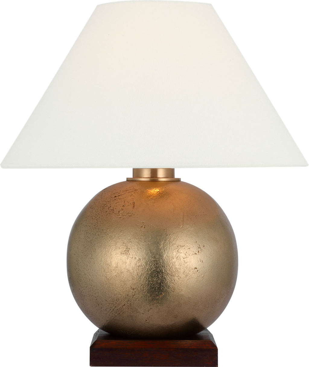 Hardwick 12" Accent Lamp | Museum Brass and Natural Rift Oak | Linen Shade