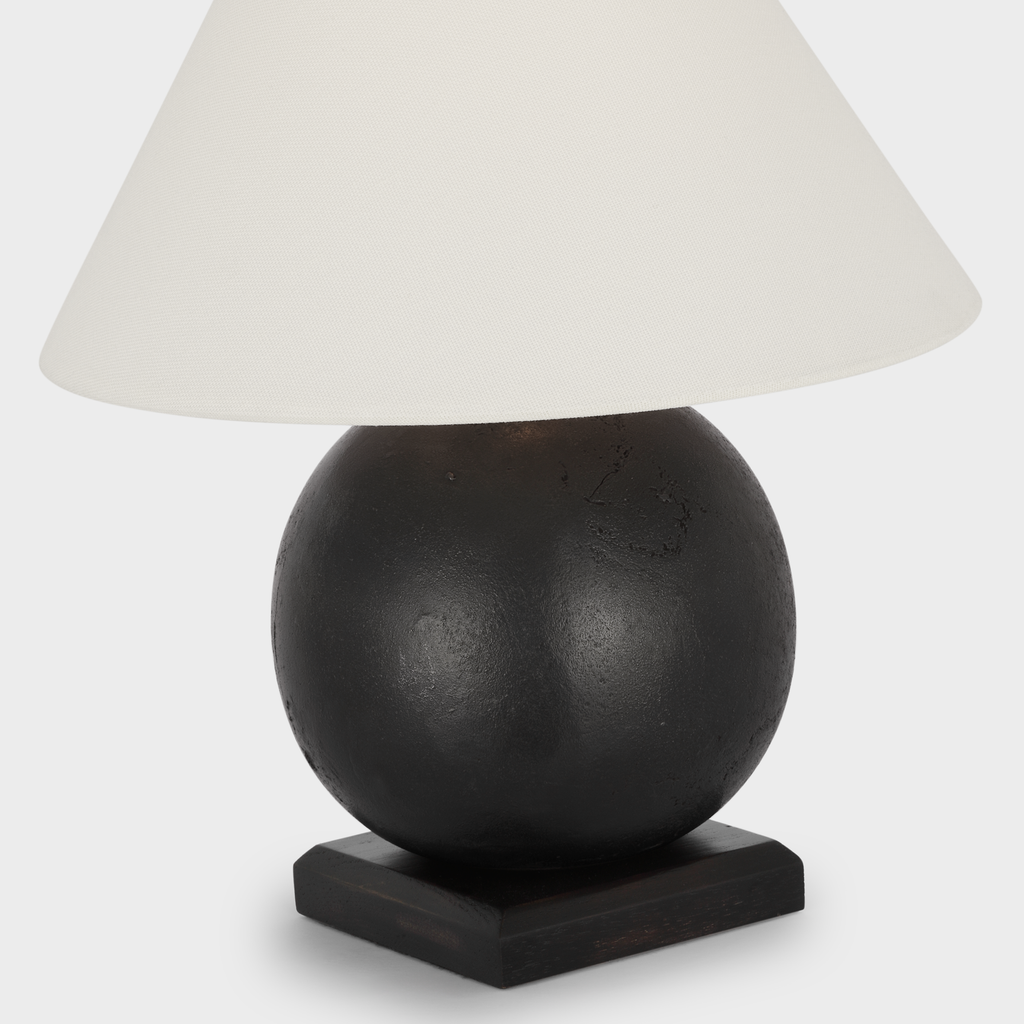 Hardwick 12" Accent Lamp | Museum Bronze and Black Ebony | Linen Shade