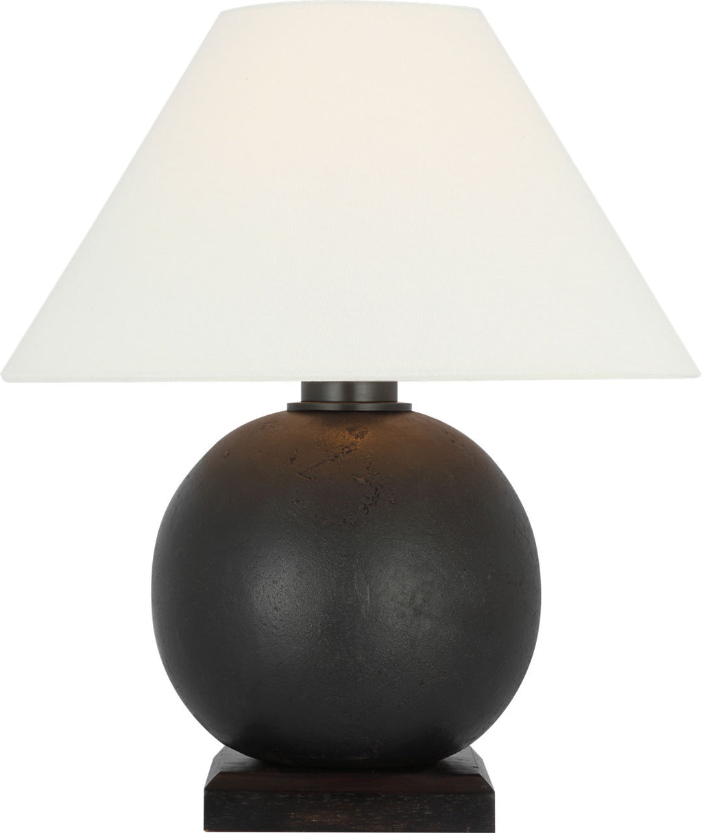 Hardwick 12" Accent Lamp | Museum Bronze and Black Ebony | Linen Shade
