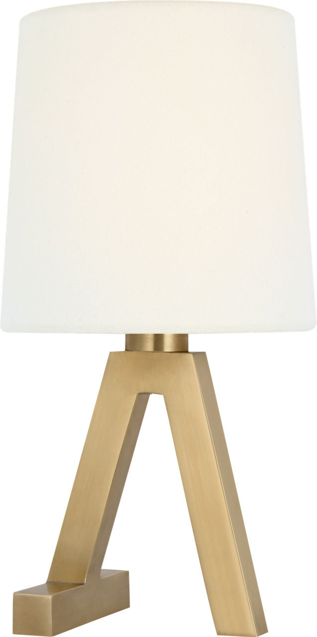 Hedger 11" Accent Lamp | Natural Brass | Linen Shade