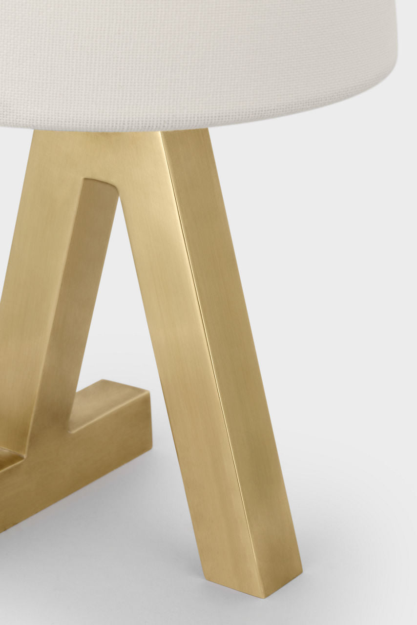 Hedger 11" Accent Lamp | Natural Brass | Linen Shade
