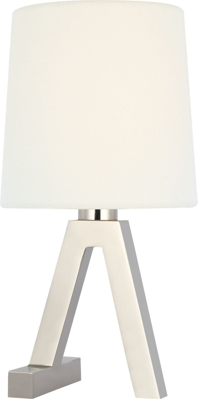 Hedger 11" Accent Lamp | Polished Nickel | Linen Shade