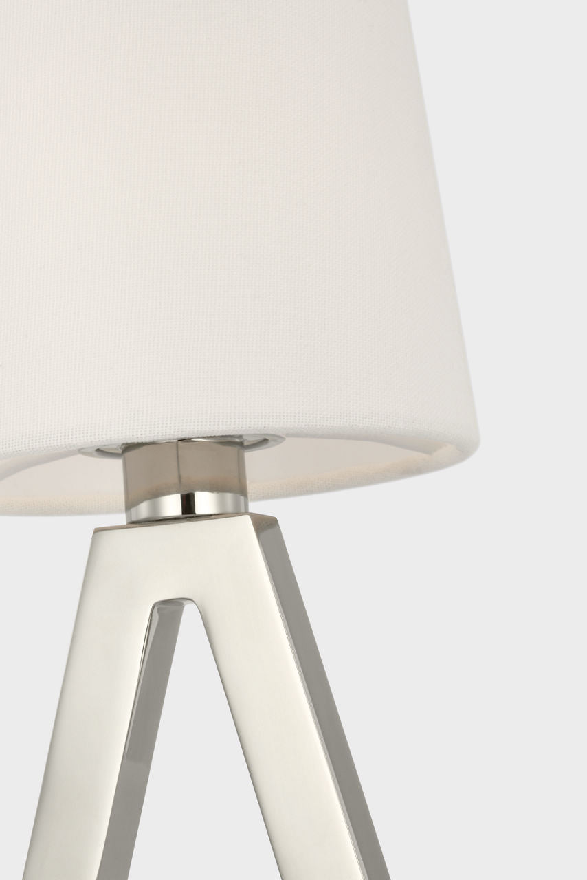 Hedger 11" Accent Lamp | Polished Nickel | Linen Shade