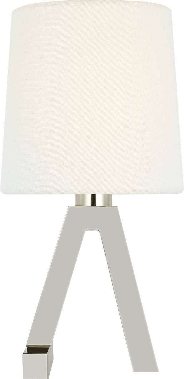 Hedger 11" Accent Lamp | Polished Nickel | Linen Shade