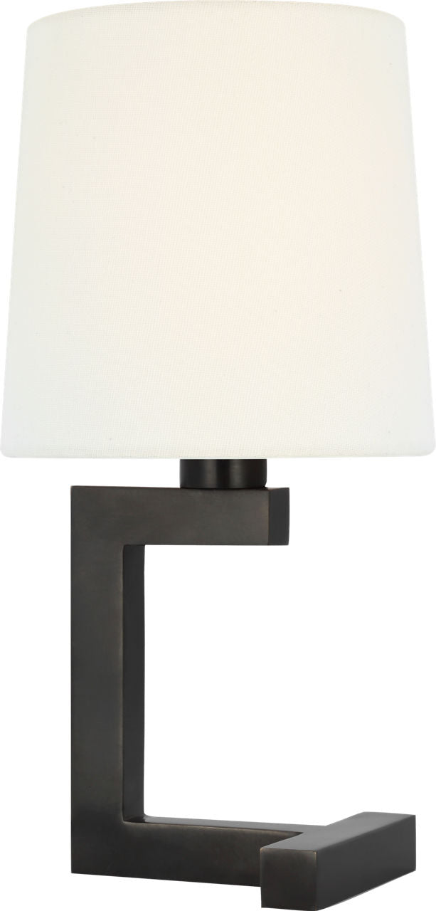 Hedger 12" Accent Lamp | Bronze | Linen Shade