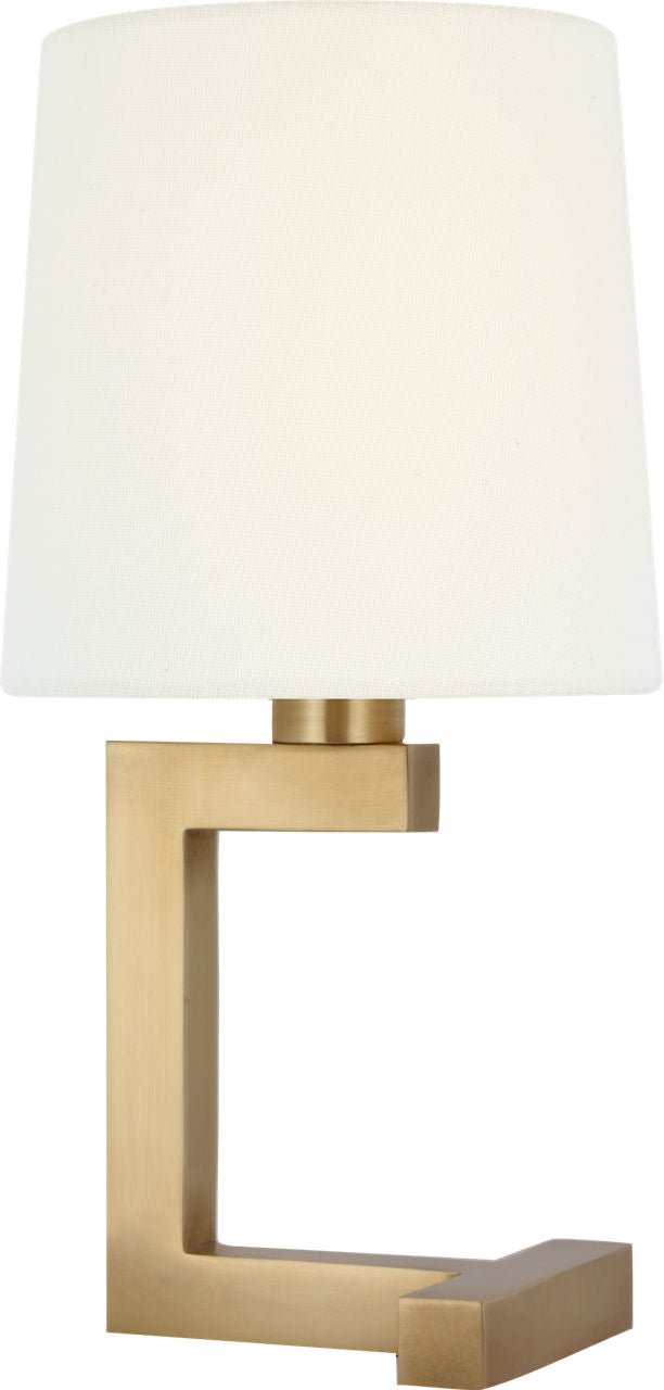 Hedger 12" Accent Lamp | Natural Brass | Linen Shade