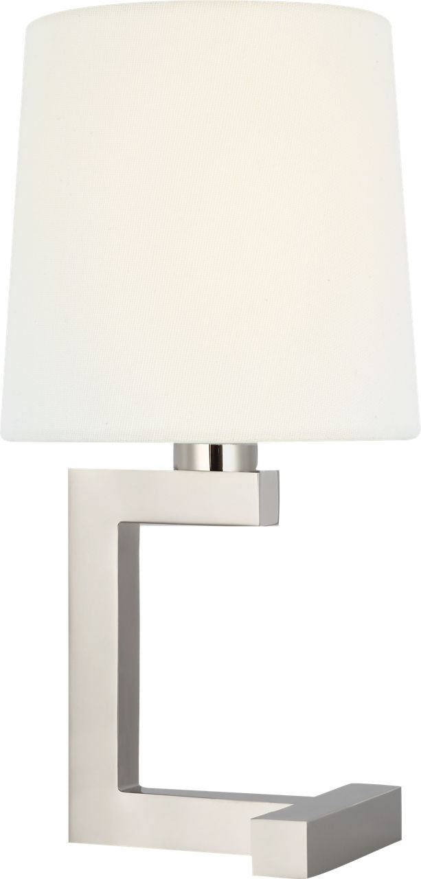 Hedger 12" Accent Lamp | Polished Nickel | Linen Shade