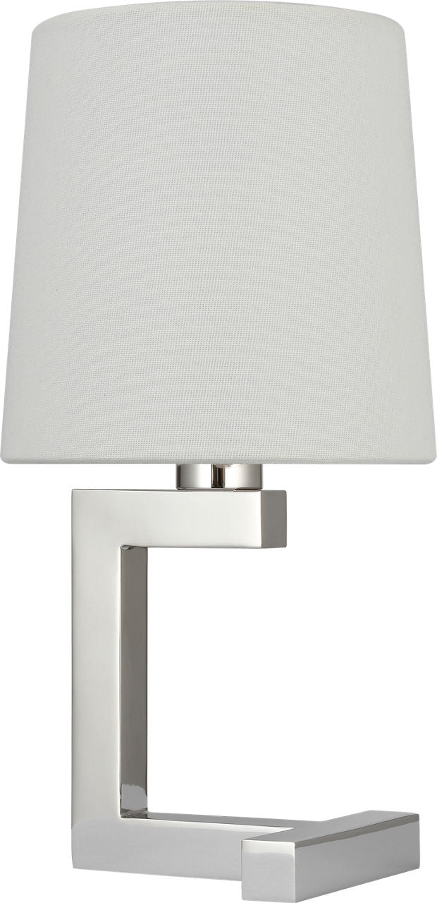 Hedger 12" Accent Lamp | Polished Nickel | Linen Shade