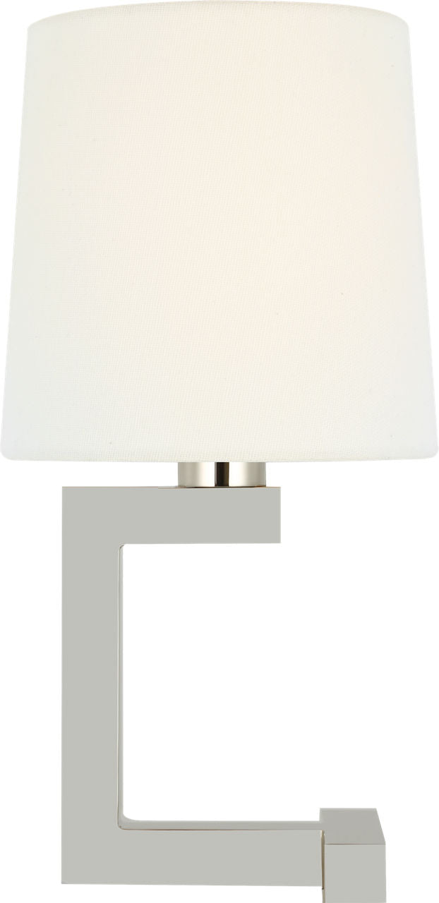 Hedger 12" Accent Lamp | Polished Nickel | Linen Shade