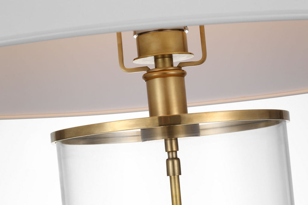 Modern Cordless Table Lamp | Natural Brass | Linen Shade