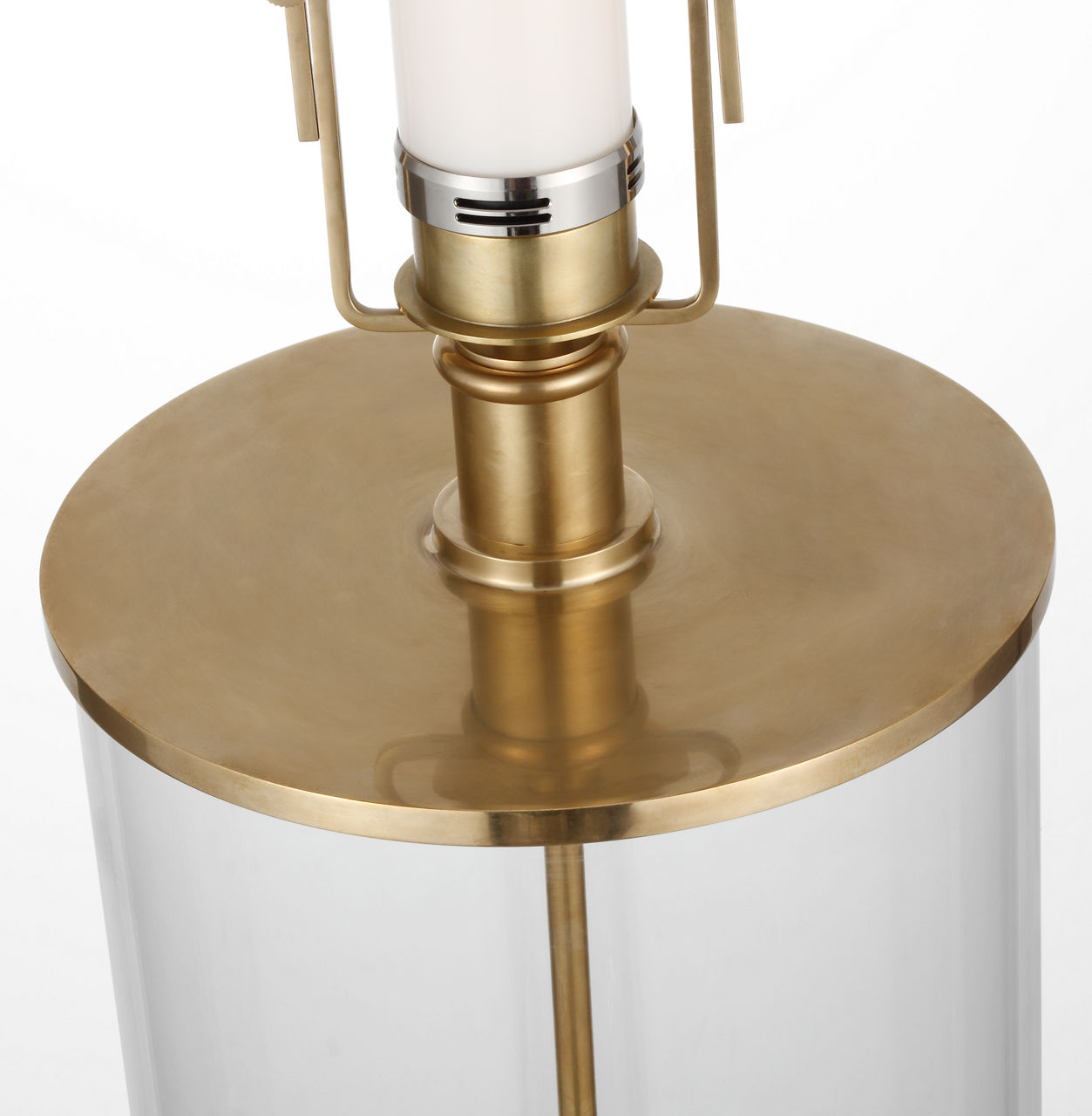 Modern Cordless Table Lamp | Natural Brass | Linen Shade