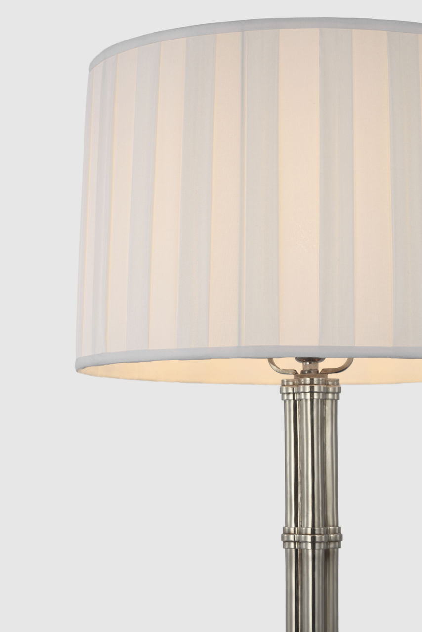 Downing Large Table Lamp | Butler's Silver | Silk Box Pleat Shade