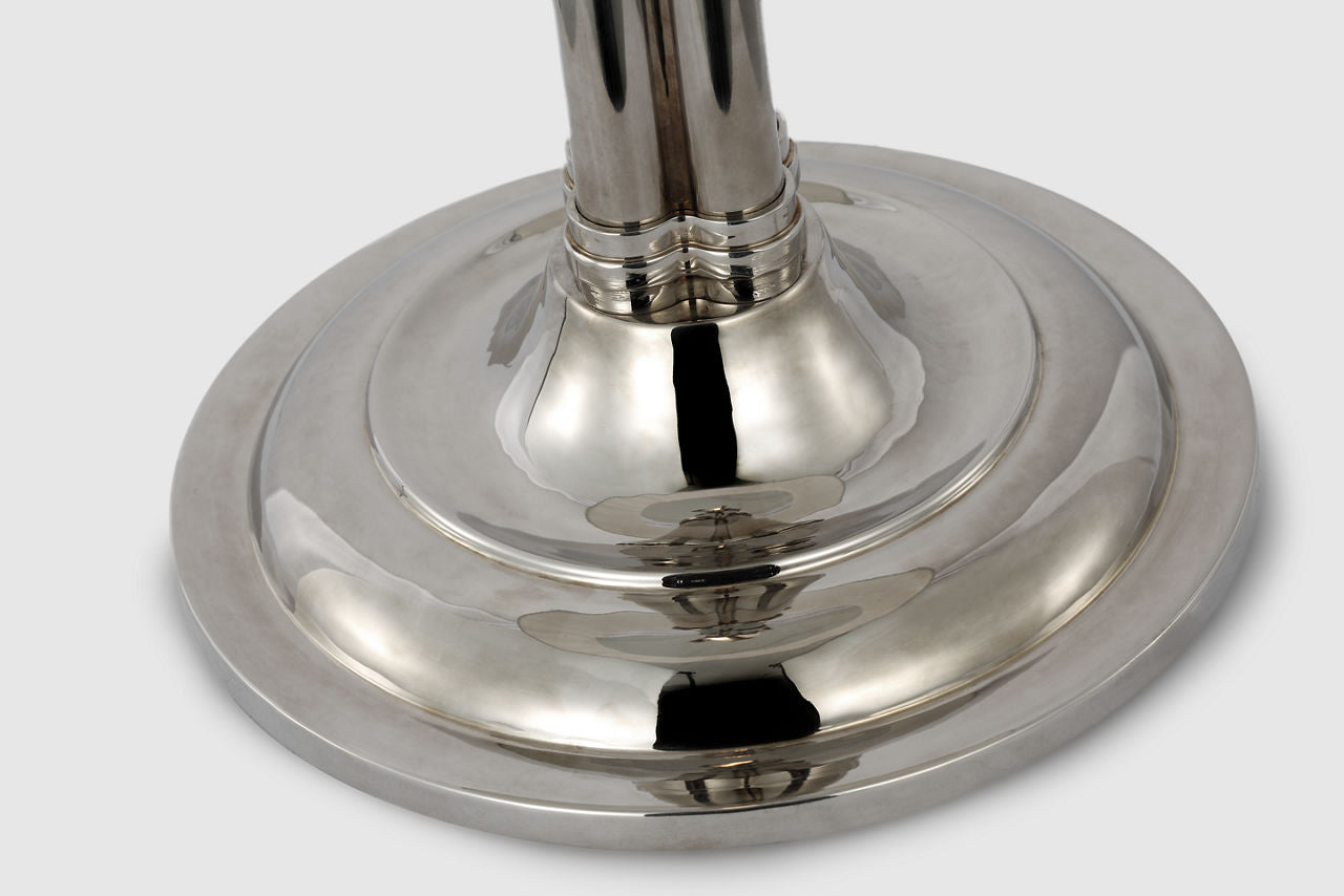 Downing Large Table Lamp | Butler's Silver | Silk Box Pleat Shade