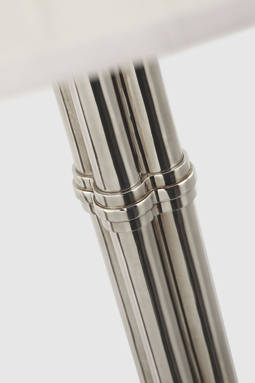 Downing Large Table Lamp | Butler's Silver | Silk Box Pleat Shade