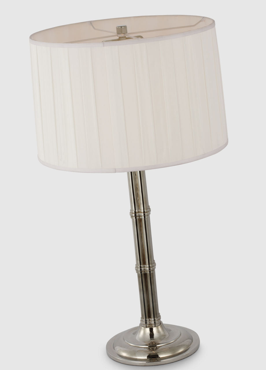 Downing Large Table Lamp | Butler's Silver | Silk Box Pleat Shade