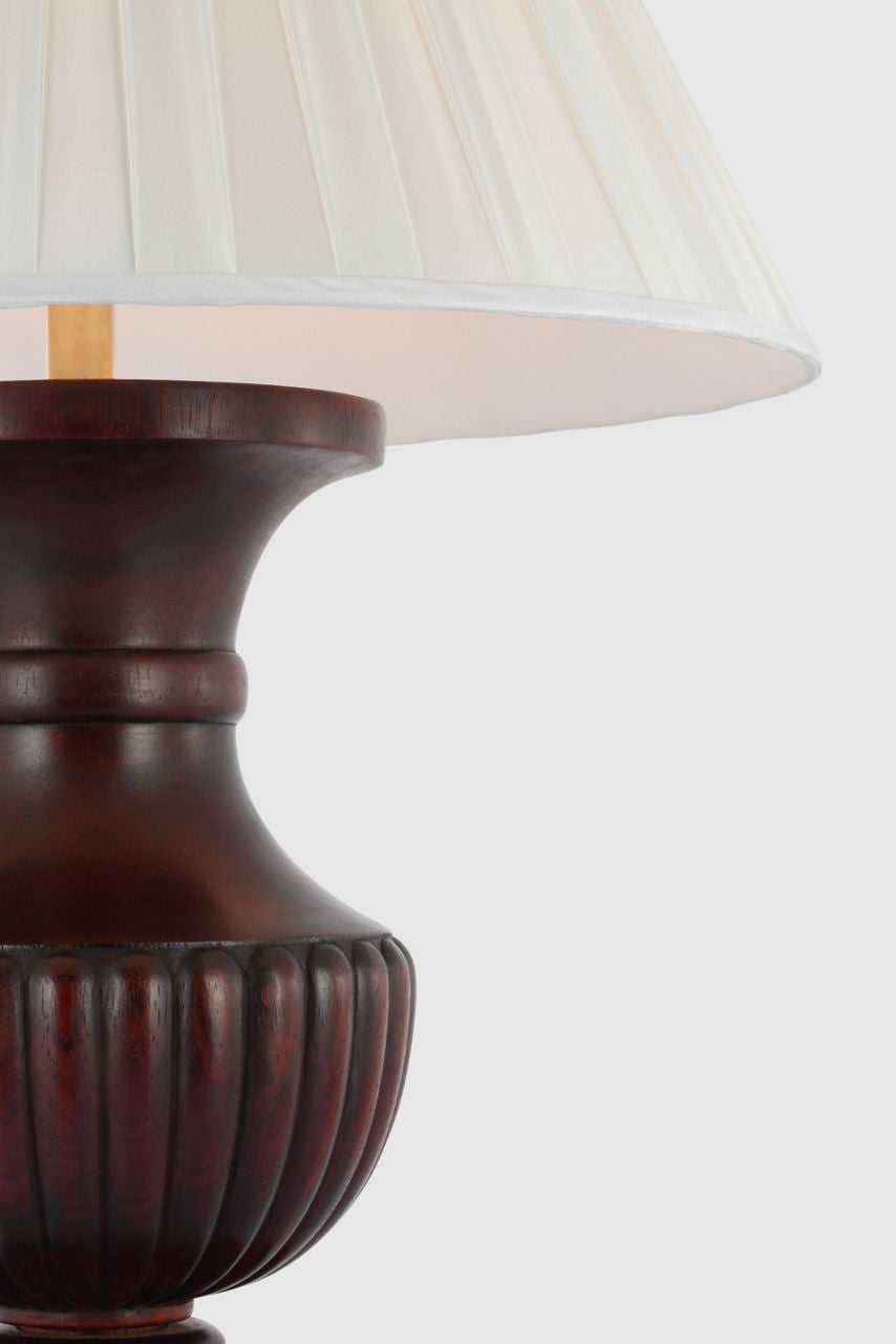 Tisdale Large Table Lamp | Mahogany | Silk Box Pleat Shade