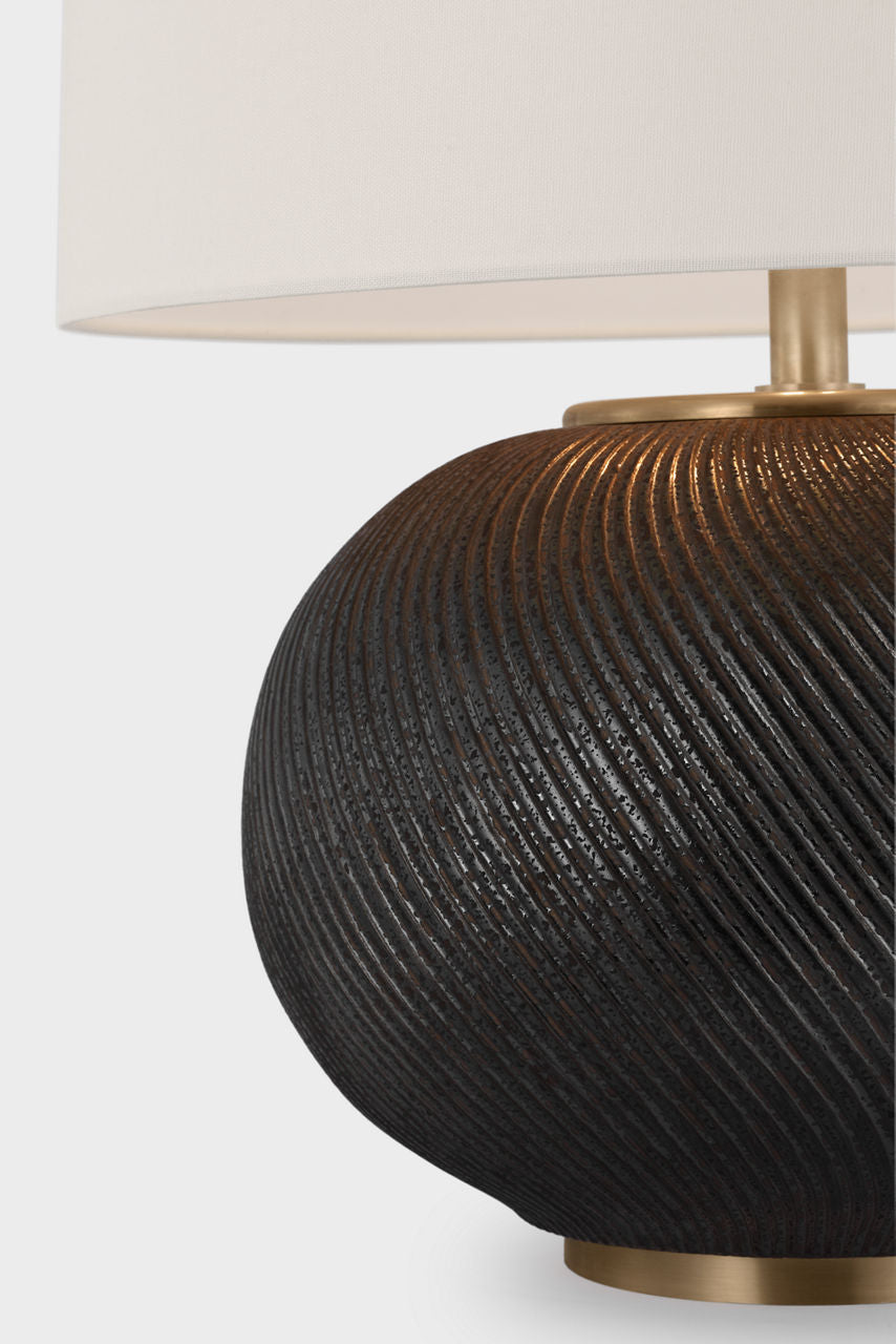 Mirelle Medium Table Lamp | Crystal Bronze | Linen Shade