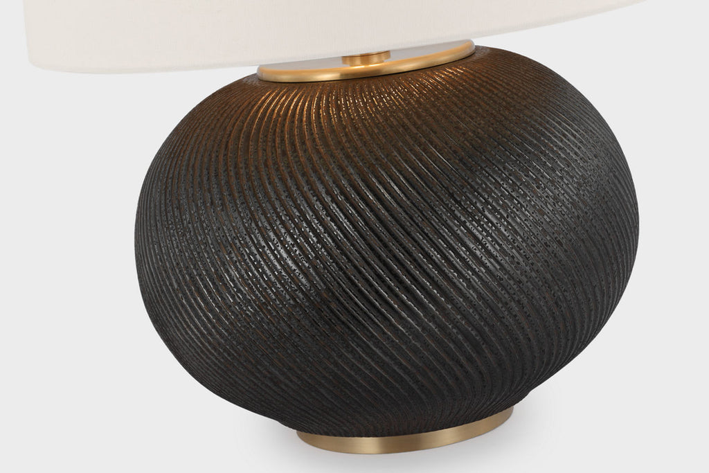 Mirelle Medium Table Lamp | Crystal Bronze | Linen Shade