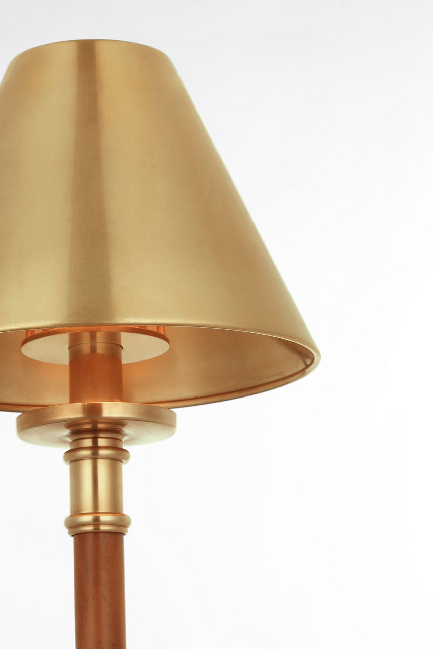 Dalfern 27" Cordless Desk Lamp | Waxed Bamboo and Natural Brass | Natural Brass Shade