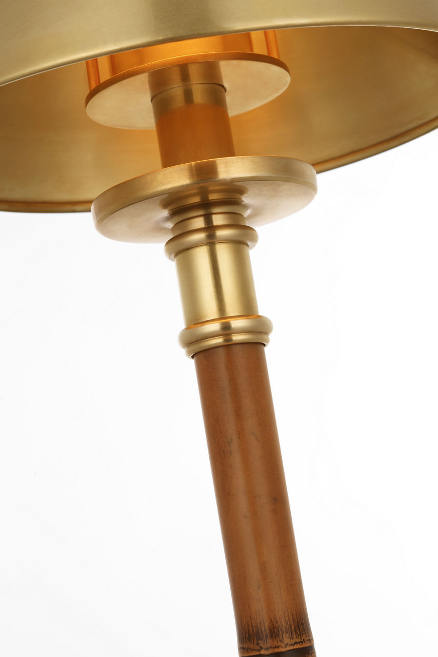 Dalfern 27" Cordless Desk Lamp | Waxed Bamboo and Natural Brass | Natural Brass Shade