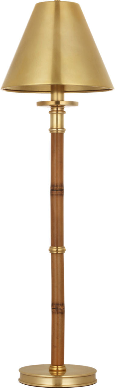 Dalfern 27" Cordless Desk Lamp | Waxed Bamboo and Natural Brass | Natural Brass Shade