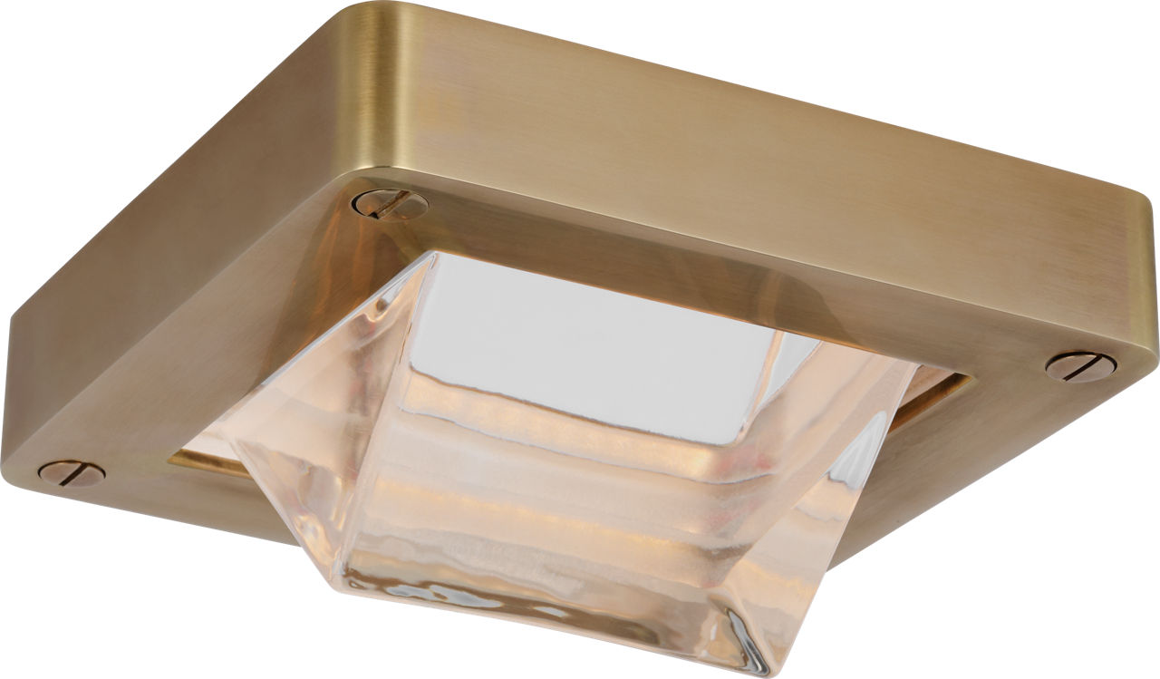 Rolland 5" Solitaire Flush Mount | Natural Brass and Clear Glass