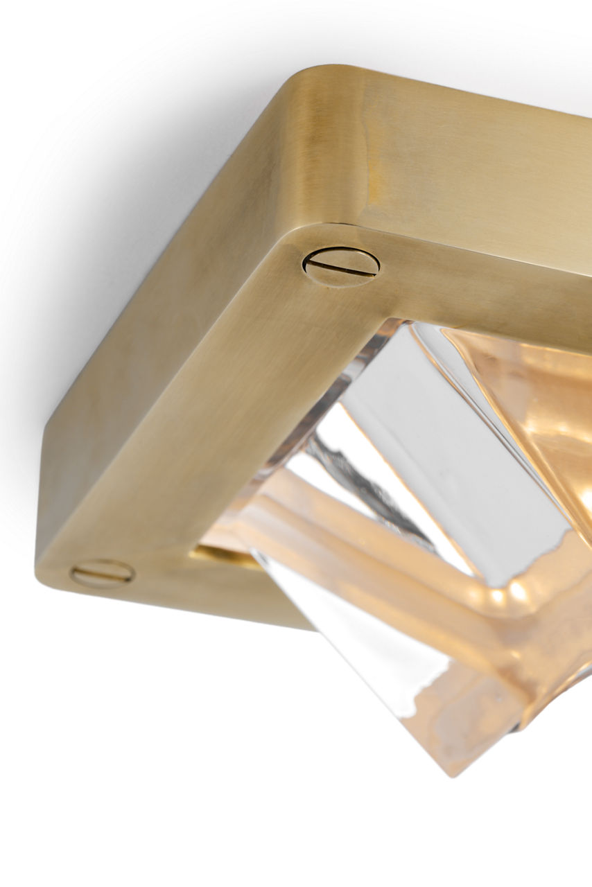 Rolland 5" Solitaire Flush Mount | Natural Brass and Clear Glass