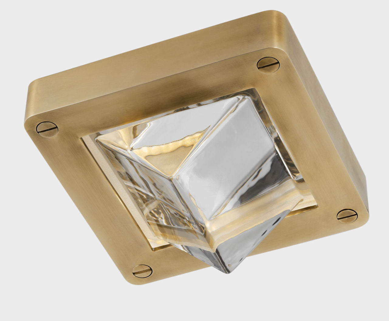 Rolland 5" Solitaire Flush Mount | Natural Brass and Clear Glass