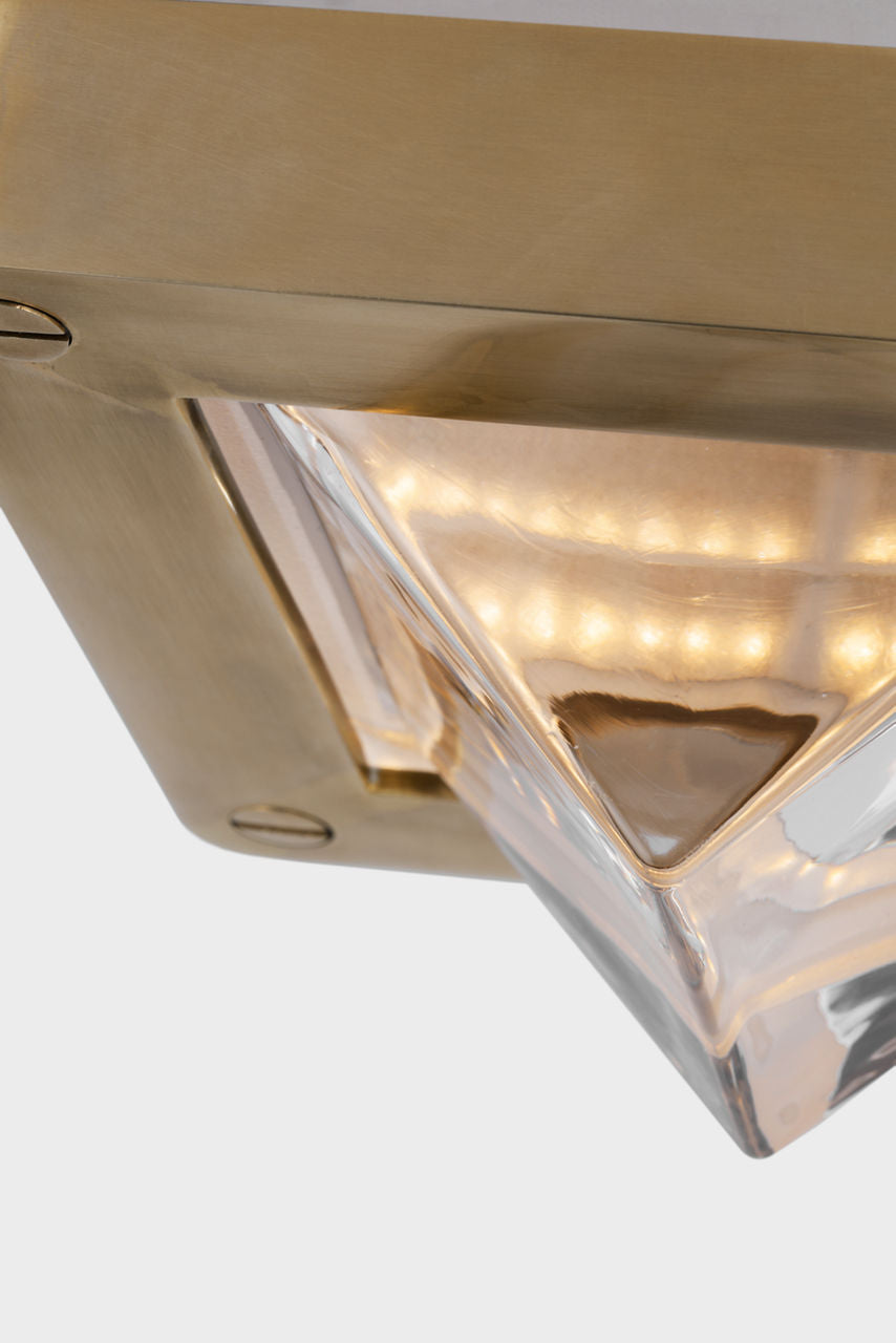 Rolland 5" Solitaire Flush Mount | Natural Brass and Clear Glass