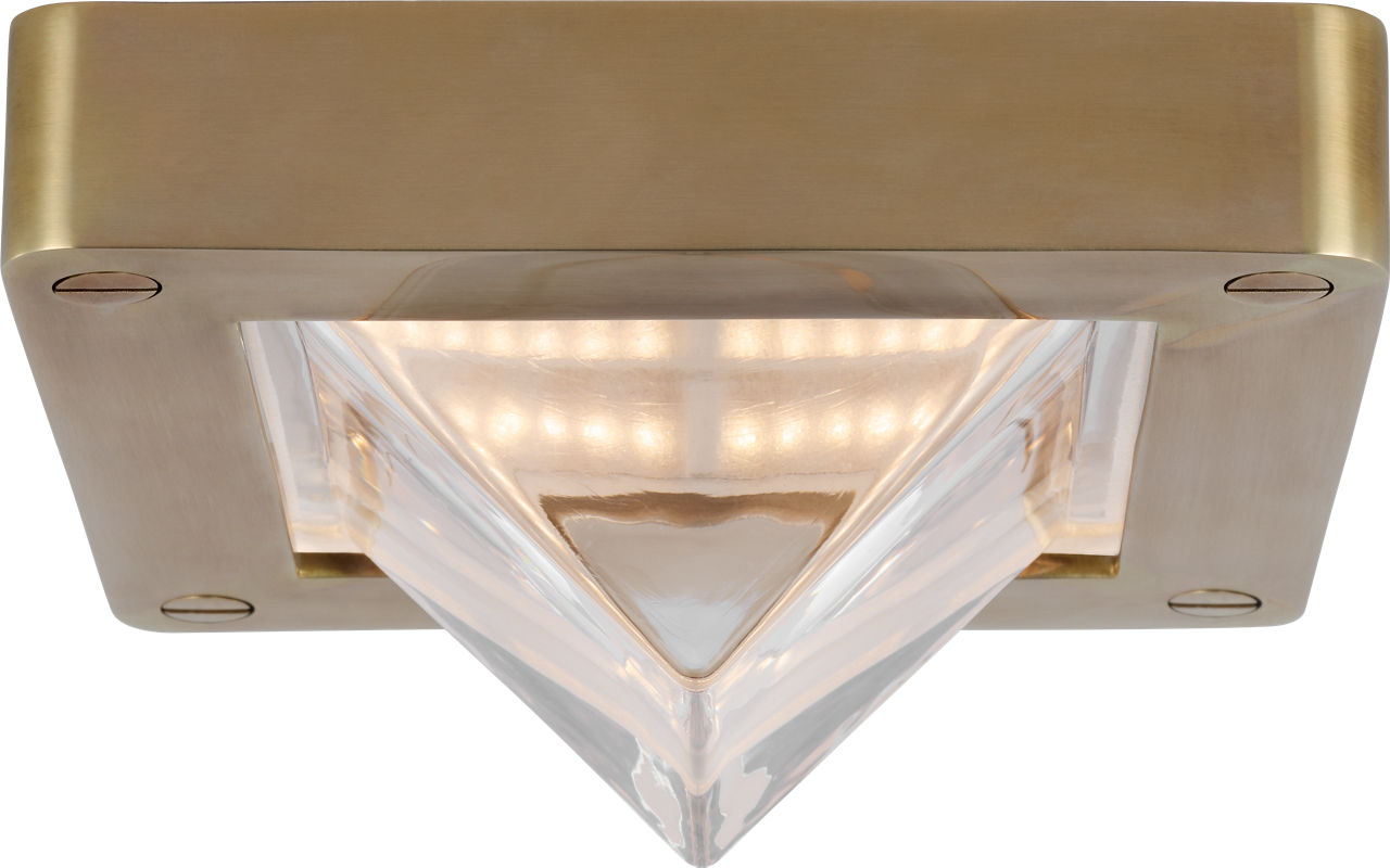 Rolland 5" Solitaire Flush Mount | Natural Brass and Clear Glass