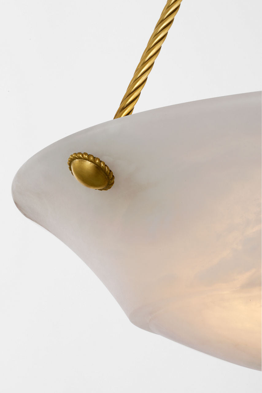 Claremont 21" Bowl Chandelier | Natural Brass | Alabaster