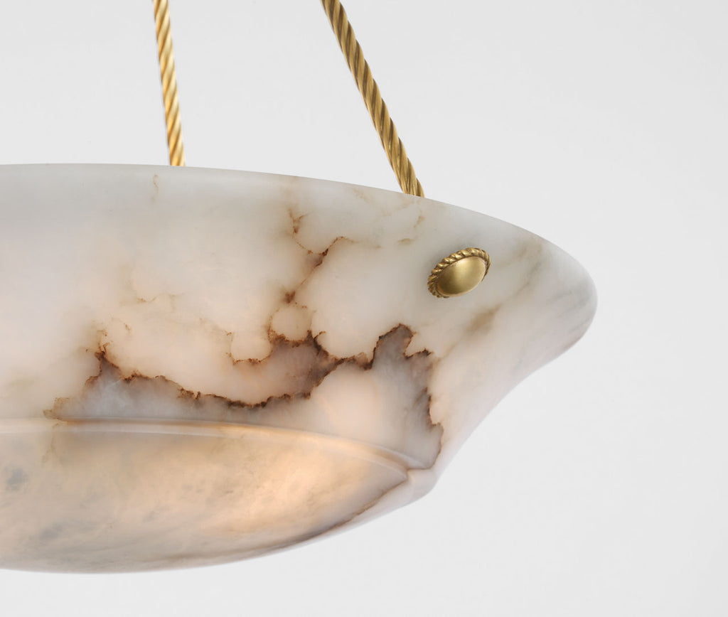 Claremont 21" Bowl Chandelier | Natural Brass | Alabaster