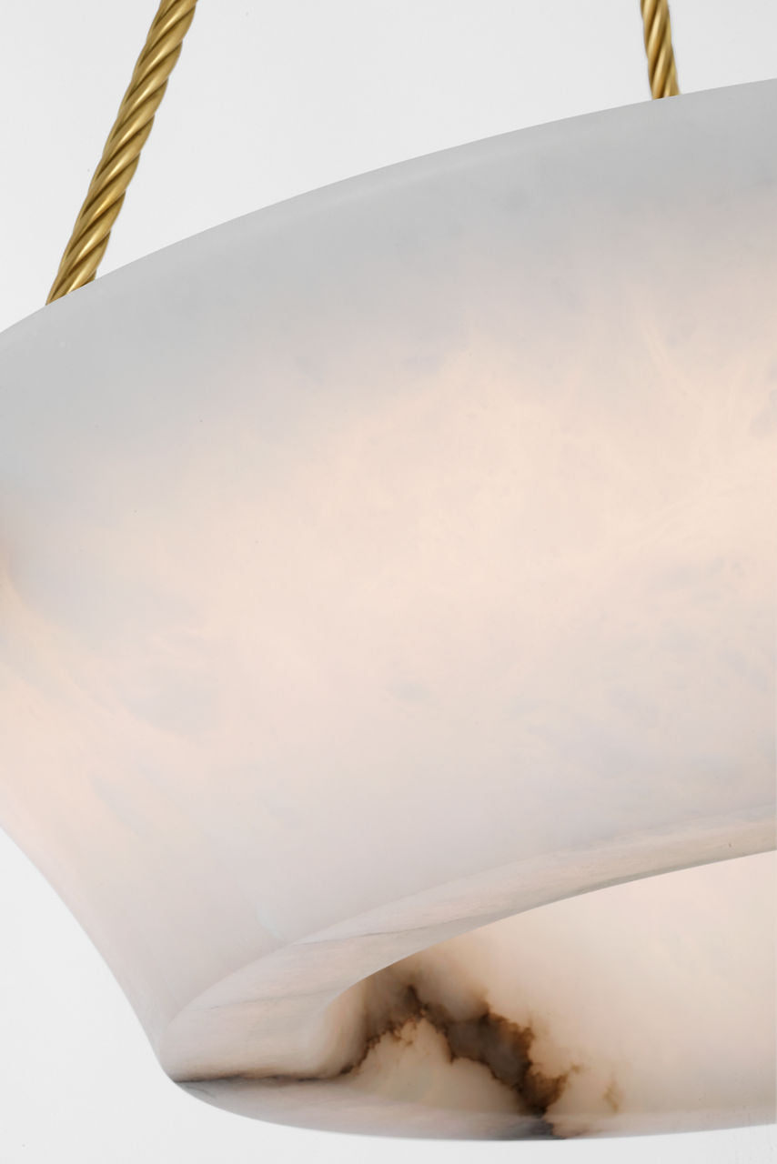Claremont 21" Open Ring Chandelier | Natural Brass | Alabaster