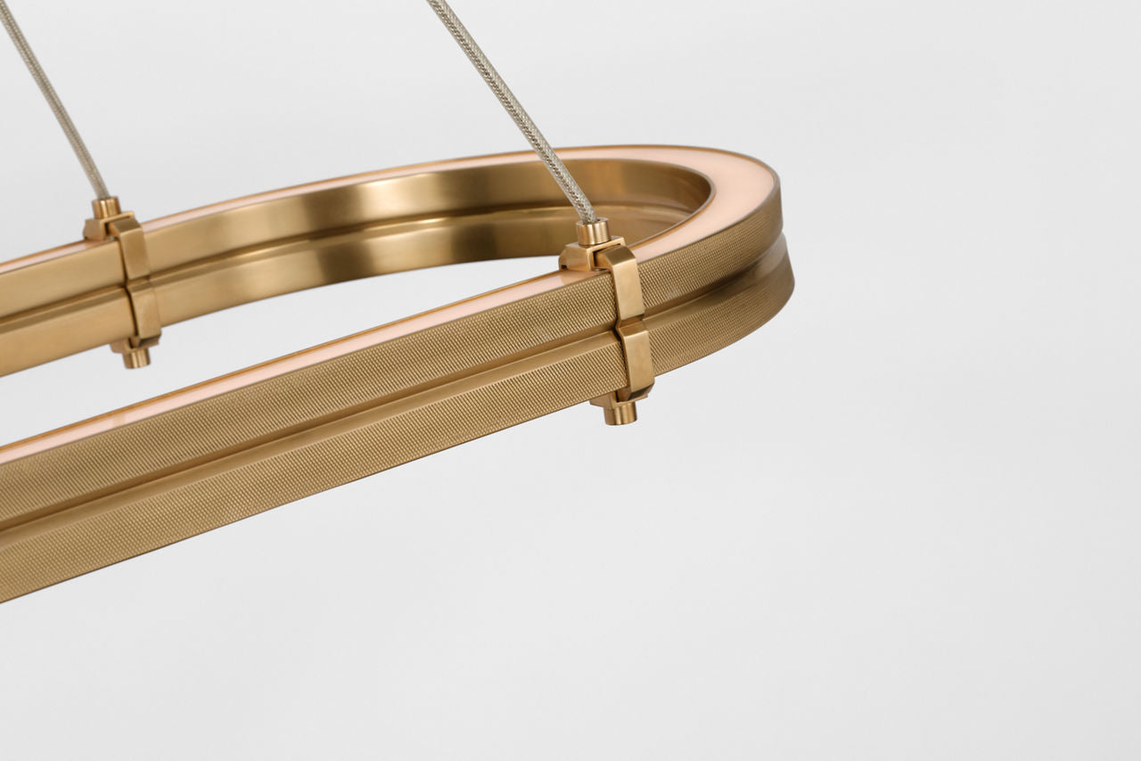Paxton 54" Oval Linear Chandelier | Natural Brass