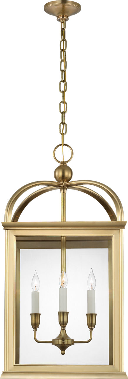 Rhoades 19" Lantern | Natural Brass | Clear Glass