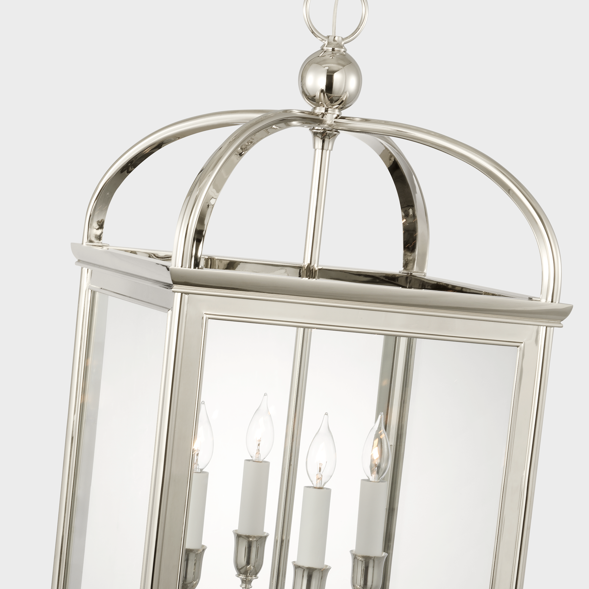 Rhoades 19" Lantern | Polished Nickel | Clear Glass