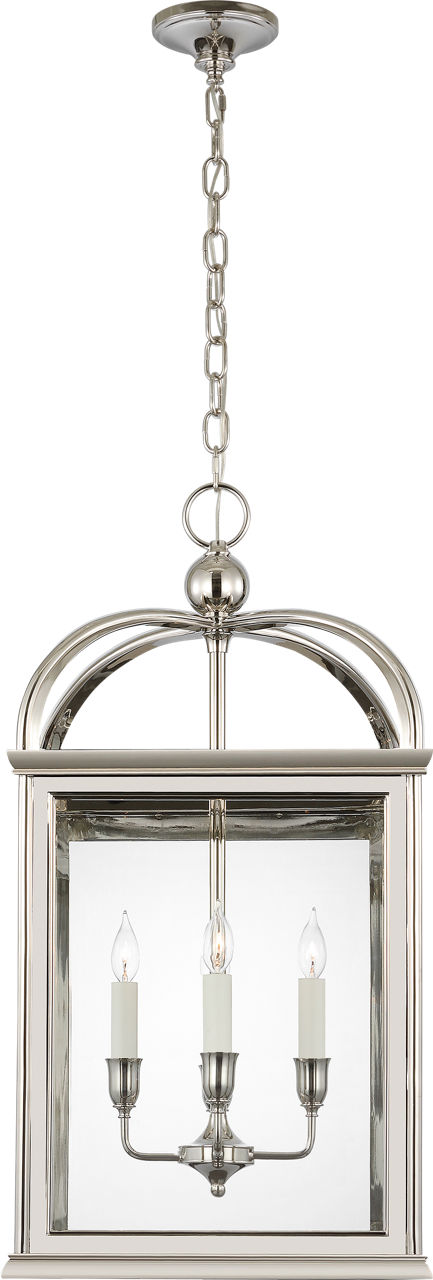 Rhoades 19" Lantern | Polished Nickel | Clear Glass