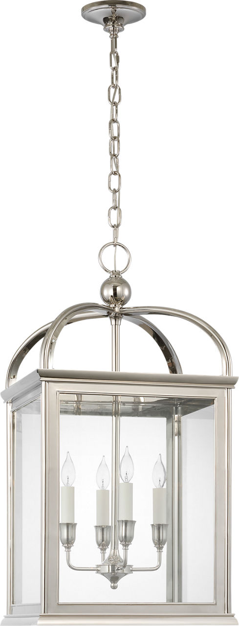 Rhoades 19" Lantern | Polished Nickel | Clear Glass