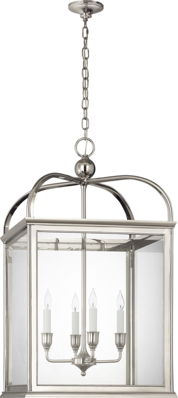 Rhoades 25" Lantern | Polished Nickel | Clear Glass